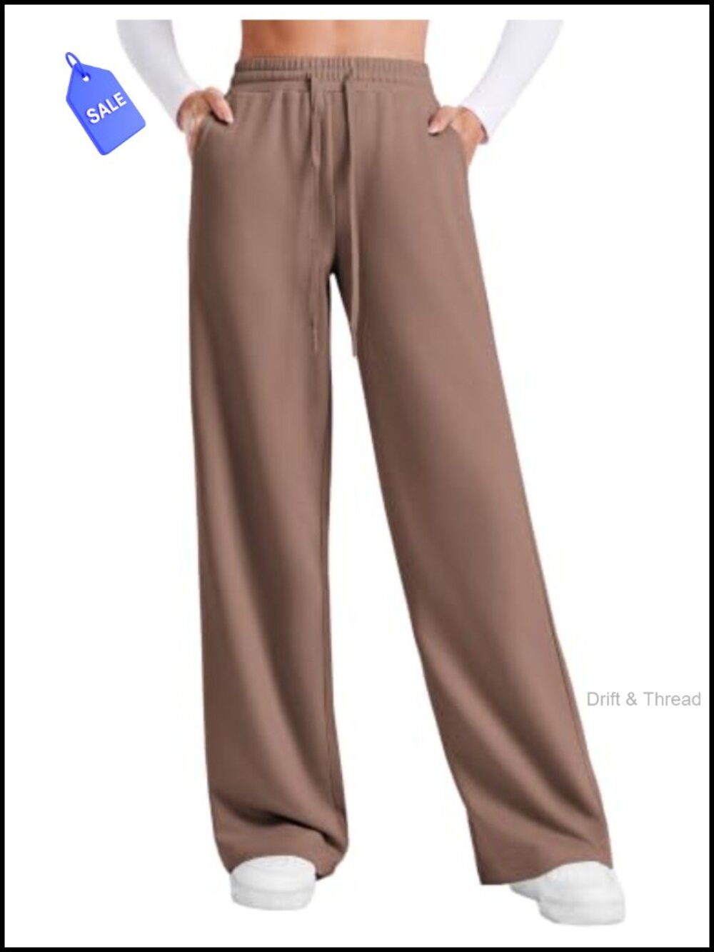 Women's Wide Leg High Waisted Sweatpants with Pockets Cotton Polyester Athletic